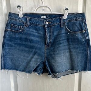 Old Navy Blue Jean Shorts with Frayed Hem - Boyfriend
